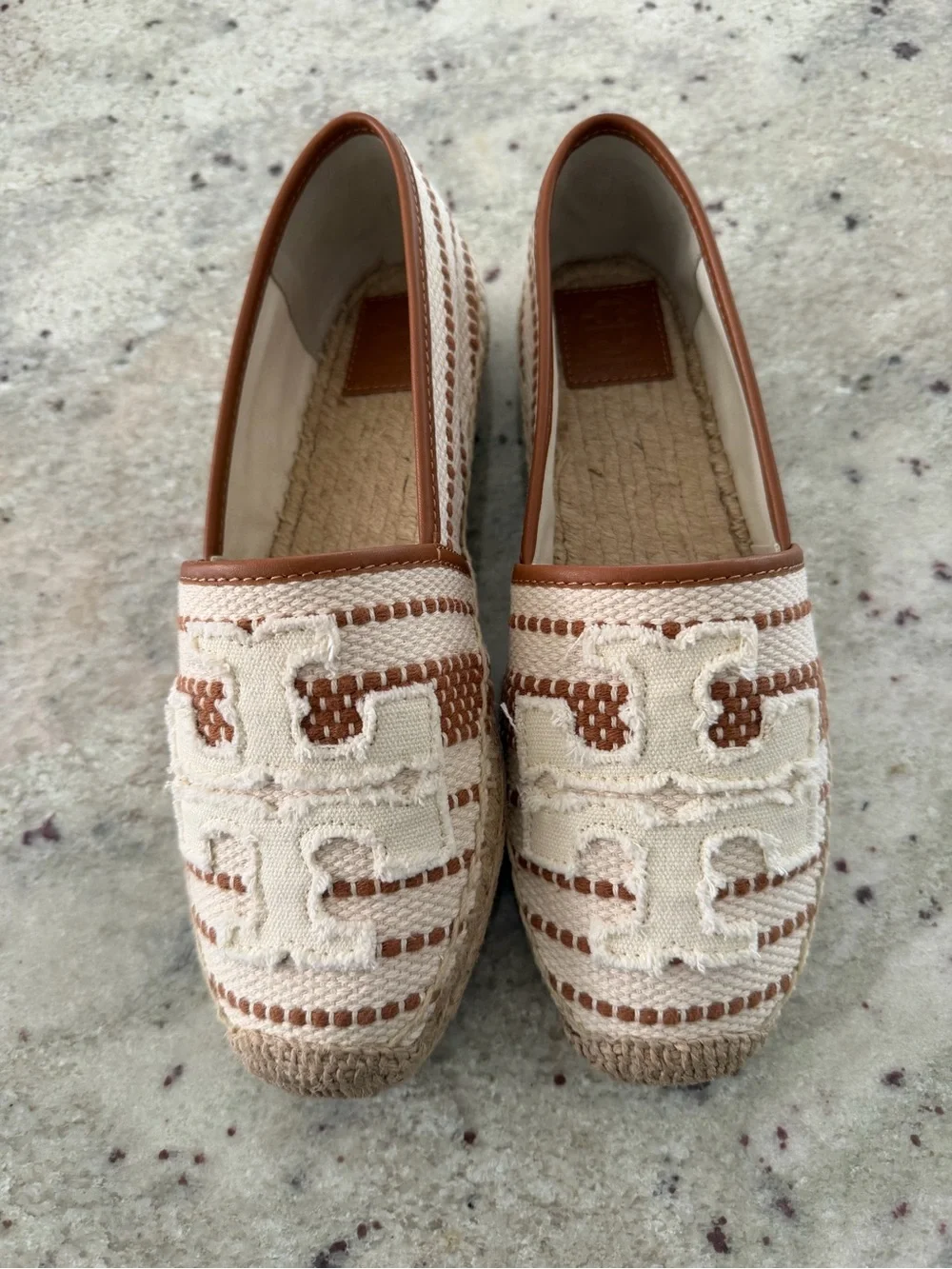 Tory Burch Natural and Tan Espadrille Flats